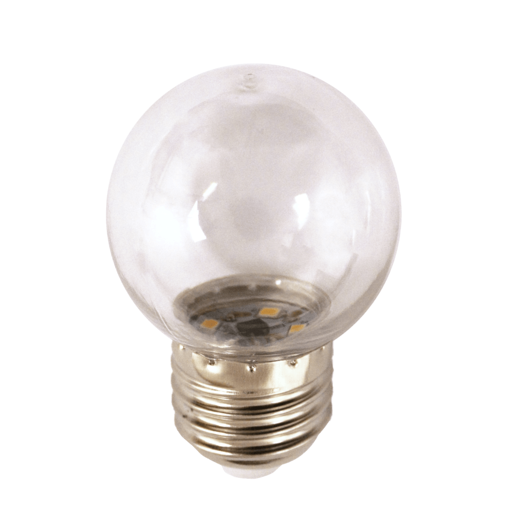 Transparentna lub mleczna Żarówka LED, plastikowa, ciepła barwa 2500K, 0,7W = 50lm